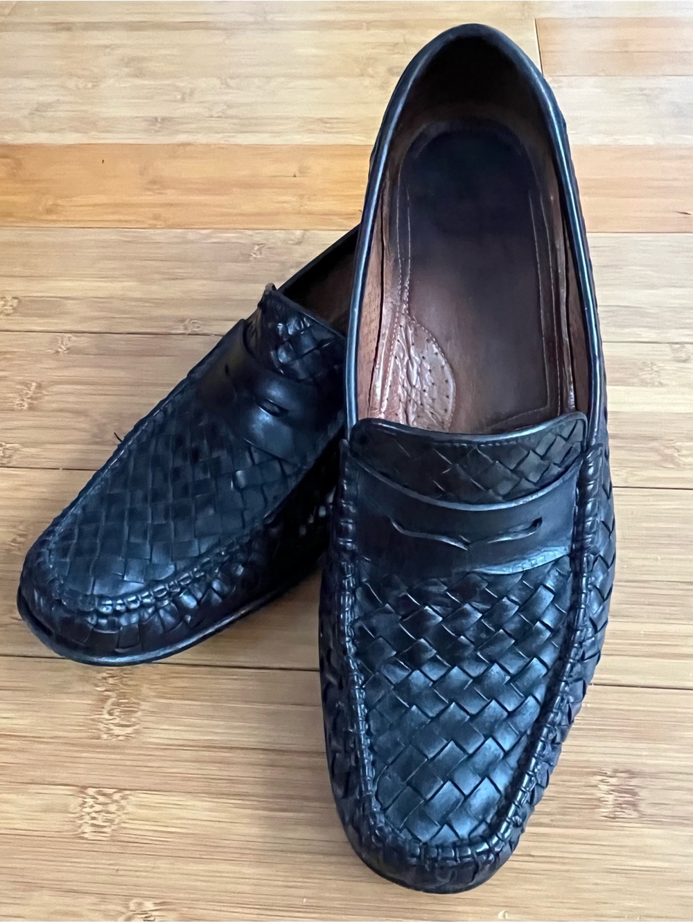 Allen Edmonds Capri Leather Weave Woven Loafers - 11.5 D Made in Italy